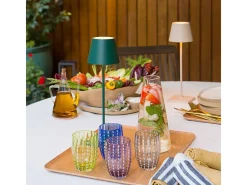 Lámpara de mesa LED Zafferano Poldina Pro Verde Oscuro, recargable y regulable, con duración de batería de hasta 12 horas.