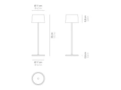 Lámpara de mesa LED Zafferano Olivia Pro Sand recargable y regulable - 2200-2700-3000K 9h a máxima potencia