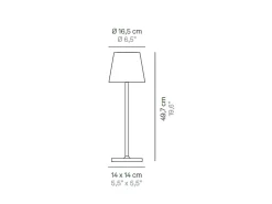 Lámpara de mesa LED Zafferano Poldina L Desk, gris oscuro, recargable y regulable, con duración de batería de hasta 12 horas.