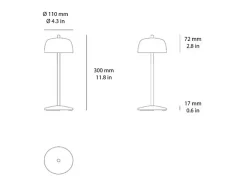 Lámpara de mesa LED Zafferano CIRCE dorada pulida, recargable y regulable