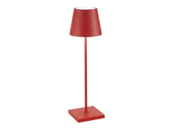 Lámpara de mesa LED Zafferano Poldina Pro roja inalámbrica recargable regulable táctil 2700/3000K IP65 interior/exterior 38 cm