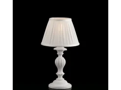 Lámpara de mesa Leonardo Shabby de madera blanca, 1 luz con pantalla dm.20 H.43 Ø20 BL180-LT-BCO
