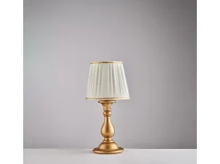 Lámpara de mesa Lucca de madera dorada antigua, 1 luz con pantalla dm.20 H.39 Ø20 BL271-LT-OR