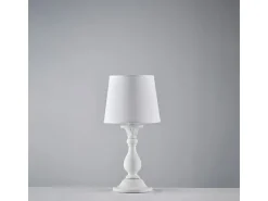 Lámpara de mesa Lucca Shabby de madera blanca, 1 luz con pantalla dm.20 H.39 Ø20 BL271-LT-BCO