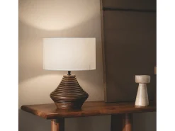 Lámpara de Mesa Madera Akriti ILUZZIA Blanco
