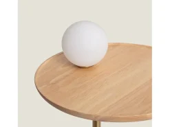 Lámpara de Mesa Madera y Cristal Brandt Blanco / Dorado