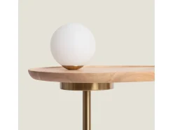 Lámpara de Mesa Madera y Cristal Brandt Blanco / Dorado
