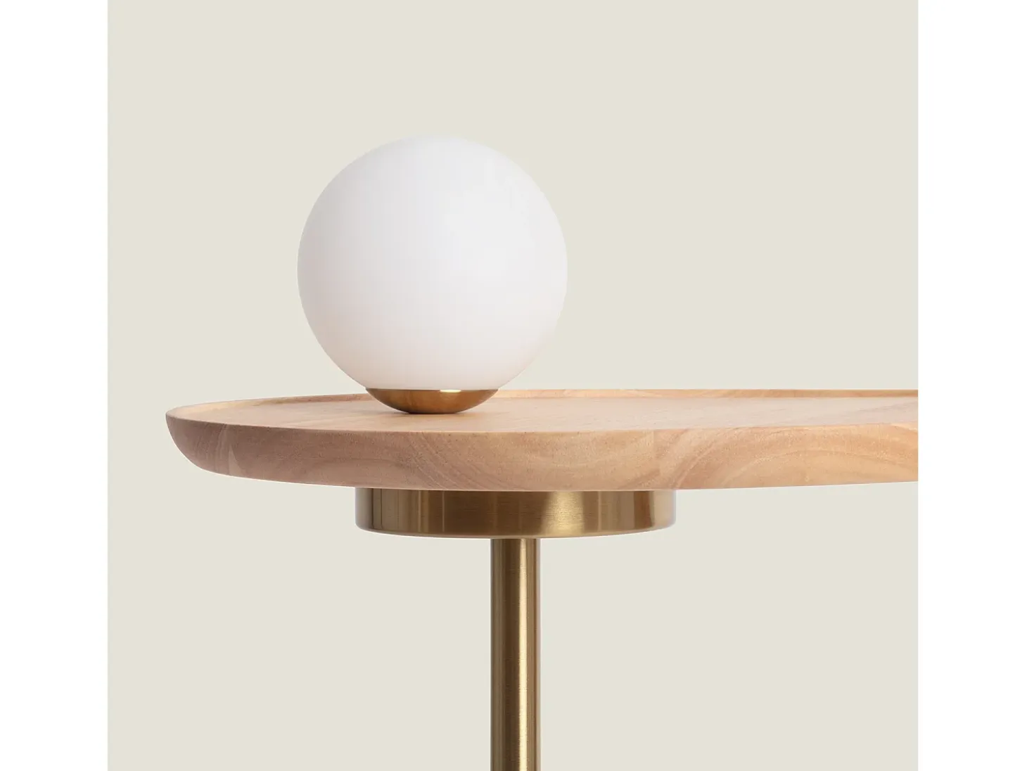Lámpara de Mesa Madera y Cristal Brandt Blanco / Dorado