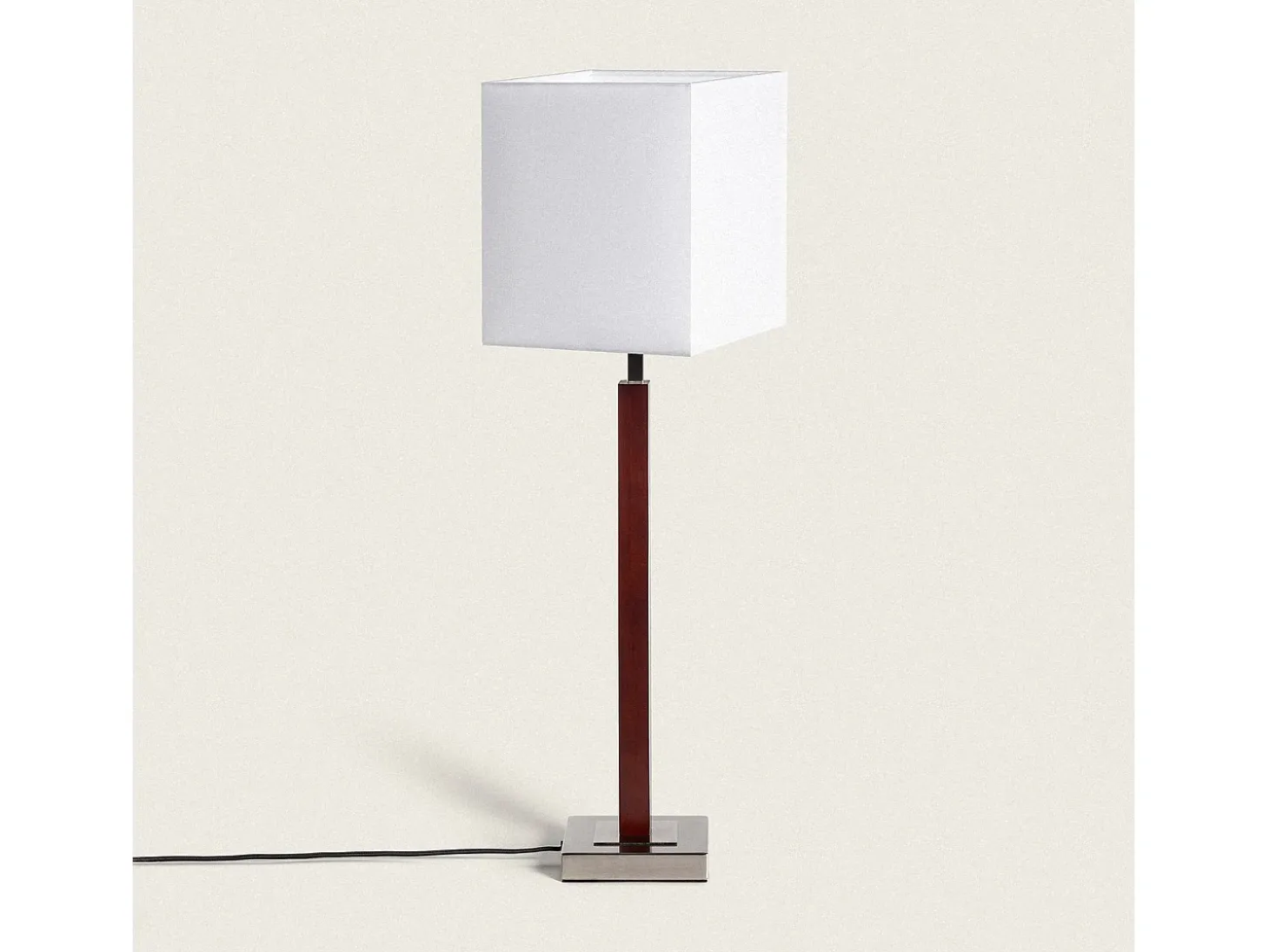 Lámpara de Mesa Madera y Metal Lizza Blanco