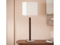 Lámpara de Mesa Madera y Metal Lizza Blanco