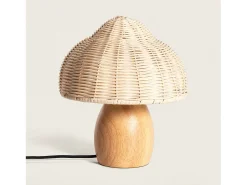 Lámpara de Mesa Madera y Ratán Karava Natural