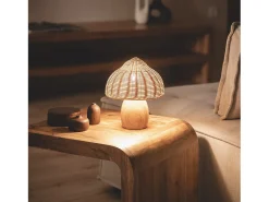 Lámpara de Mesa Madera y Ratán Karava Natural