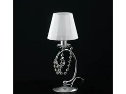Lámpara de mesa Magda de hierro cromado 1 luz con pantalla H.27 Ø13 BL146-LT-CR-PAR