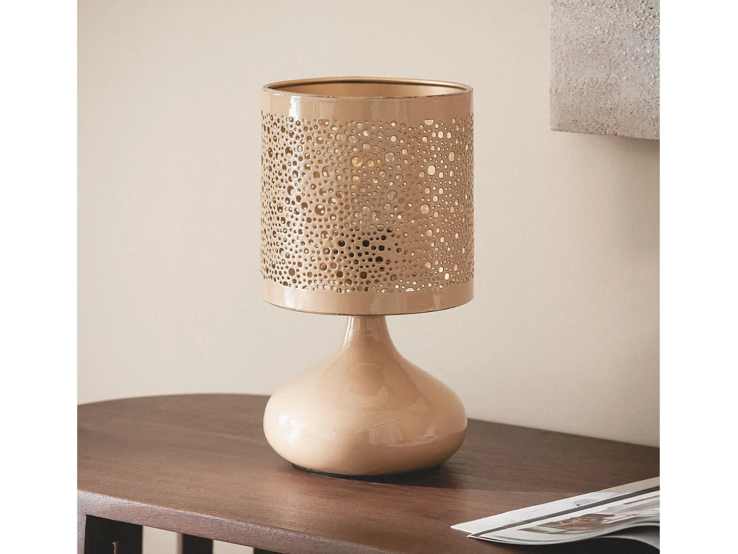 Lámpara de Mesa Metal Harish Beige