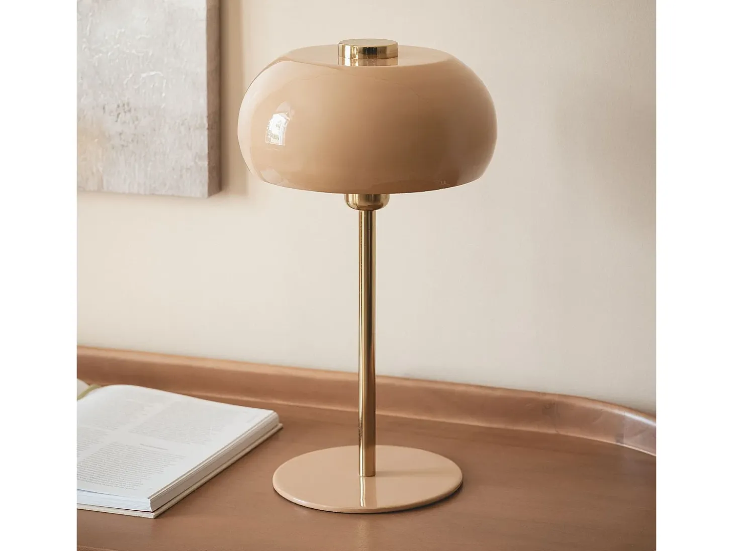 Lámpara de Mesa Metal Tulim Bhavin Beige
