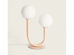 Lámpara de Mesa Metal y Cristal Zeina Beige
