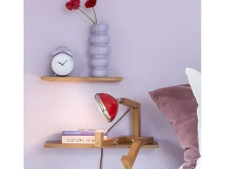Lámpara de Mesa Mini Mr. Wattson Roja Piffany Copenhague - Lámpara LED Vintage Articulada de Madera de Fresno