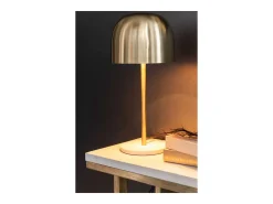 Lámpara de mesa Narsh de metal dorado y mármol blanco