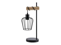 Lámpara de mesa NETTLIFE para salón, lámpara de mesa vintage de madera: lámpara de noche negra, 1 luz, diseño industrial, metal, casquillo E27 sin bombilla