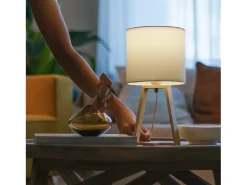 Lámpara de Mesa Nuts E27 Blanca Diseño Escandinavo Moderno - Madera Natural - Garantía de 5 Años