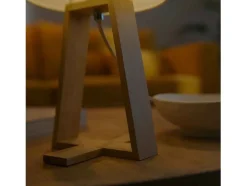Lámpara de Mesa Nuts E27 Blanca Diseño Escandinavo Moderno - Madera Natural - Garantía de 5 Años