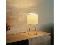 Lámpara de Mesa Nuts E27 Blanca Diseño Escandinavo Moderno - Madera Natural - Garantía de 5 Años