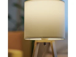 Lámpara de Mesa Nuts E27 Blanca Diseño Escandinavo Moderno - Madera Natural - Garantía de 5 Años