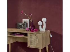 Lámpara de mesa orgánica de cerámica y vidrio beige