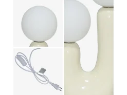Lámpara de mesa orgánica de cerámica y vidrio beige