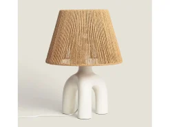 Lámpara de Mesa Papel Trenzado y Resina Otilia Blanco