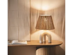 Lámpara de Mesa Papel Trenzado y Resina Otilia Blanco