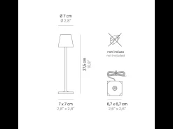 Lámpara de mesa Poldina Pro Micro LED, Azul Capri mate, Pan de Oro, Craquelé, recargable y regulable, con batería hasta 12 horas