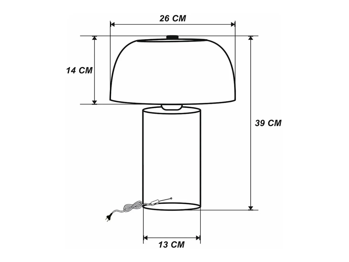 Lámpara de mesa seta de metal, D. 26 x A. 39 cm, negro, WINDY