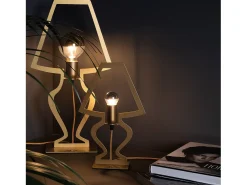 Lámpara de mesa Silhouette grande 30x54 cm en hierro estilizado Diseño moderno de ensueño Conexión E27 Made in Italy Oro