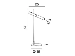 Lámpara de mesa Sniper - Metálica, color dorado, cabezal ajustable, 57 cm de altura, 6 W, regulable, 3000 K, 480 lm - Perenz