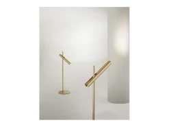 Lámpara de mesa Sniper - Metálica, color dorado, cabezal ajustable, 57 cm de altura, 6 W, regulable, 3000 K, 480 lm - Perenz