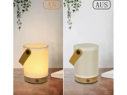 Lámpara de mesa táctil LED NETTLIFE, pantalla de tela de madera inalámbrica portátil con función de atenuación