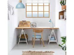Lámpara de mesa VALAN estilo clásico y moderno - Alt. 35 cm - E27 60W - IP20 - 350º - base carga - cable 1,5 metros - on&off - acero y madera - moka