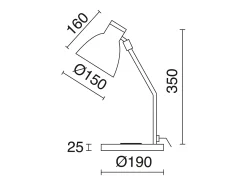 Lámpara de mesa VALAN estilo clásico y moderno - Alt. 35 cm - E27 60W - IP20 - 350º - base carga - cable 1,5 metros - on&off - acero y madera - blanco