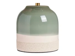 Lámpara de mesa verde de cerámica y pantalla de mimbre H35 cm PIEGA