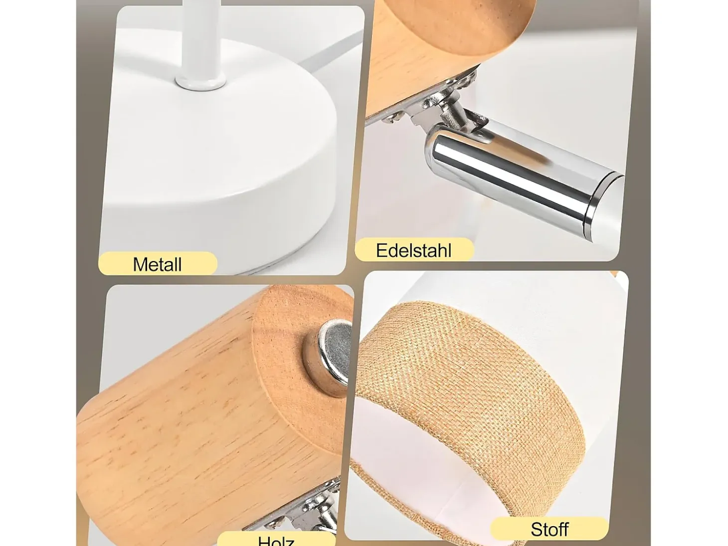 Lámpara de mesa vintage de madera Nettlife - Lámpara de noche de tela con cable E14, estilo rústico retro giratorio para dormitorio u oficina (bombilla no incluida)