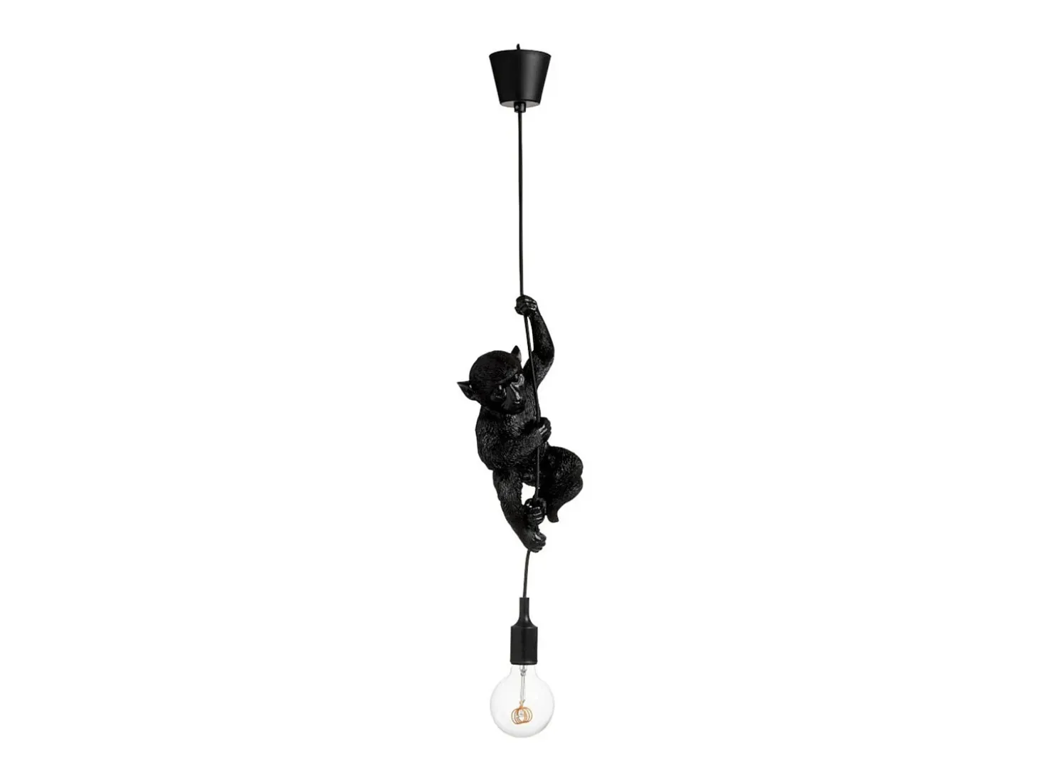 Lámpara de mono suspendida en resina negra 16.5x12.5x96 cm