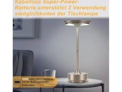 Lámpara de noche inalámbrica Nettlife, lámpara de mesa LED a batería, lámpara táctil regulable con batería recargable por USB, paquete de 2