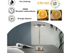 Lámpara de noche inalámbrica Nettlife, lámpara de mesa LED a batería, lámpara táctil regulable con batería recargable por USB, paquete de 2