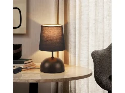 Lámpara de noche NETTLIFE con cable, lámpara de mesa de tela negra, lámpara de noche moderna para dormitorio con cable, sin bombilla