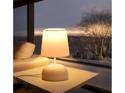 Lámpara de noche NETTLIFE con cable, lámpara de mesa de tela blanca, lámpara de noche moderna para dormitorio con cable, sin bombilla