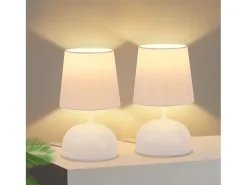 Lámpara de noche NETTLIFE con cable, lámpara de mesa de tela blanca, lámpara de noche moderna para dormitorio con cable, sin bombilla