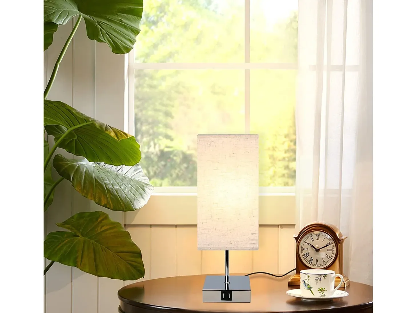 Lámpara de noche vintage NETTLIFE táctil regulable E27 con función de carga USB y LED intercambiable