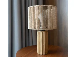 Lámpara de papel de cuerda con base de tronco de madera - Mira