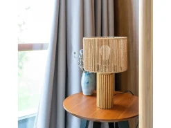 Lámpara de papel de cuerda con base de tronco de madera - Mira